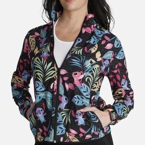 Disney Lilo & Stitch Cherokee Tooniform Jacket Floral Print Scrub Jacket Size 3X